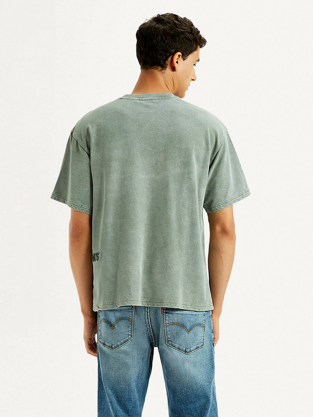 Men's Embroidered Green Boxy T-shirt