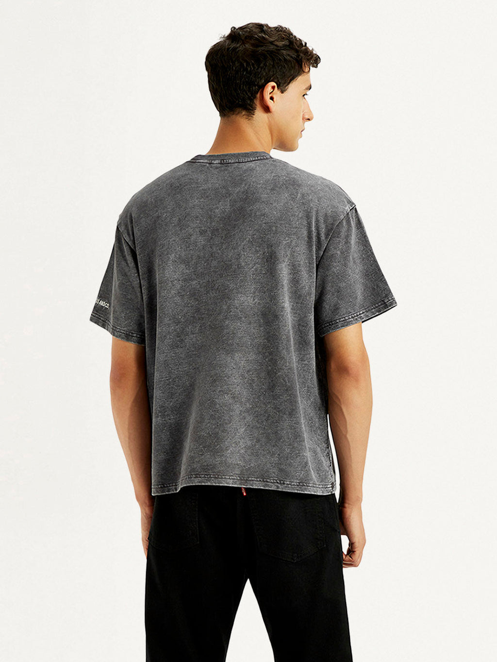 Men's Typographic Print Charcoal Grey Boxy T-shirt