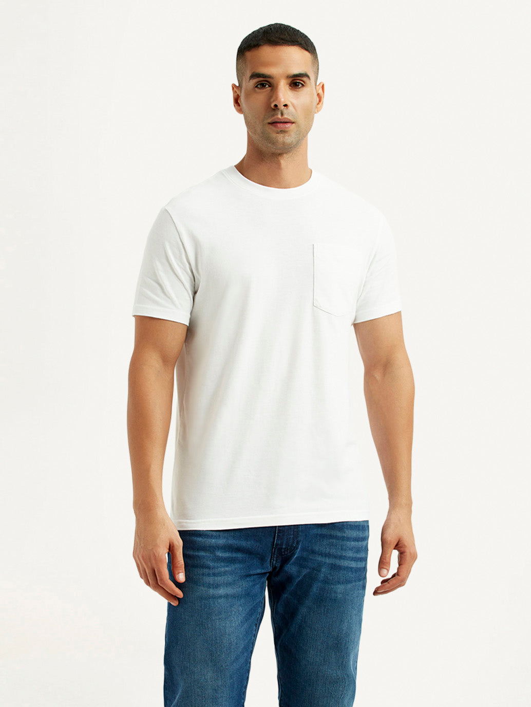 Men's Solid White Slim Fit T-shirt