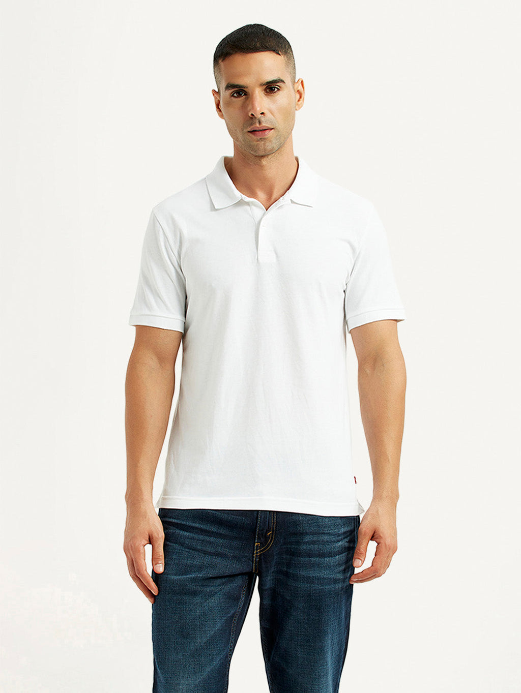 Men's Solid White Polo T-Shirt