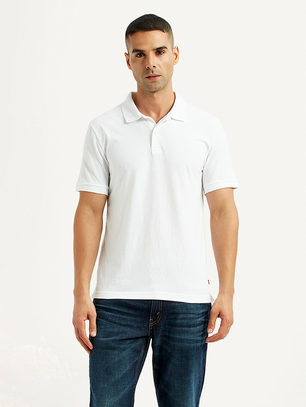 Men's Solid White Polo T-Shirt