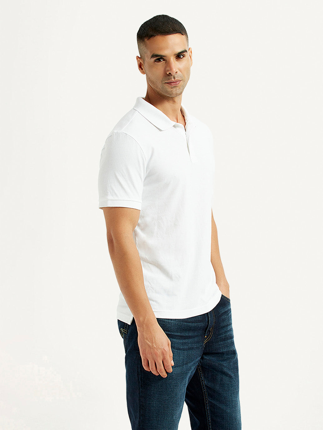 Men's Solid White Polo T-Shirt