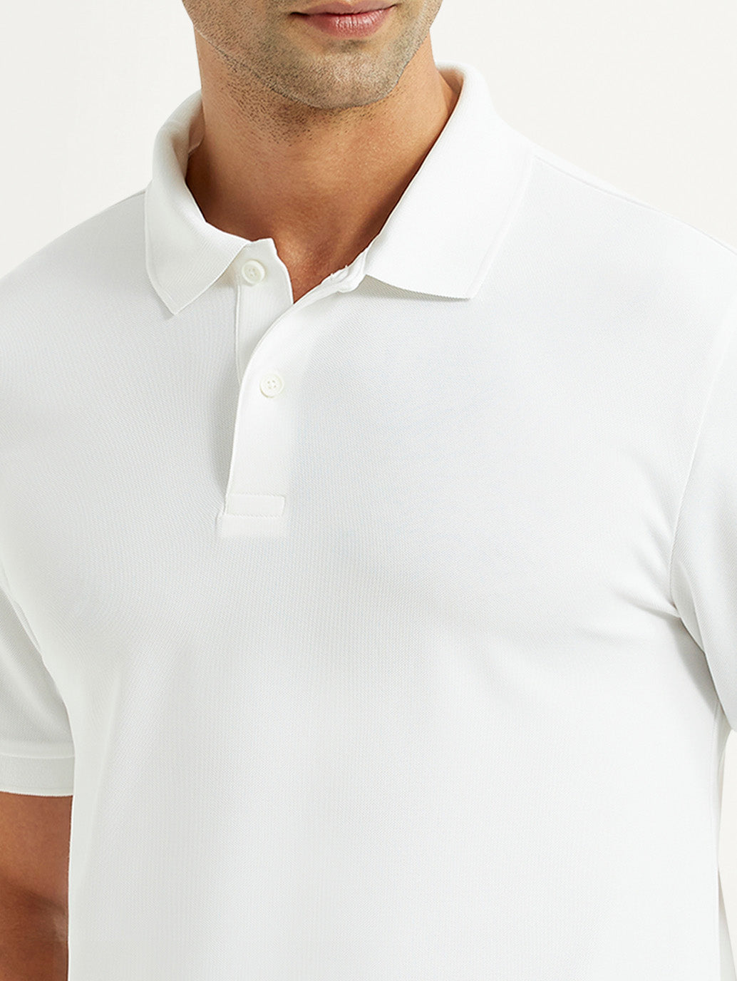 Men's Solid White Polo T-Shirt