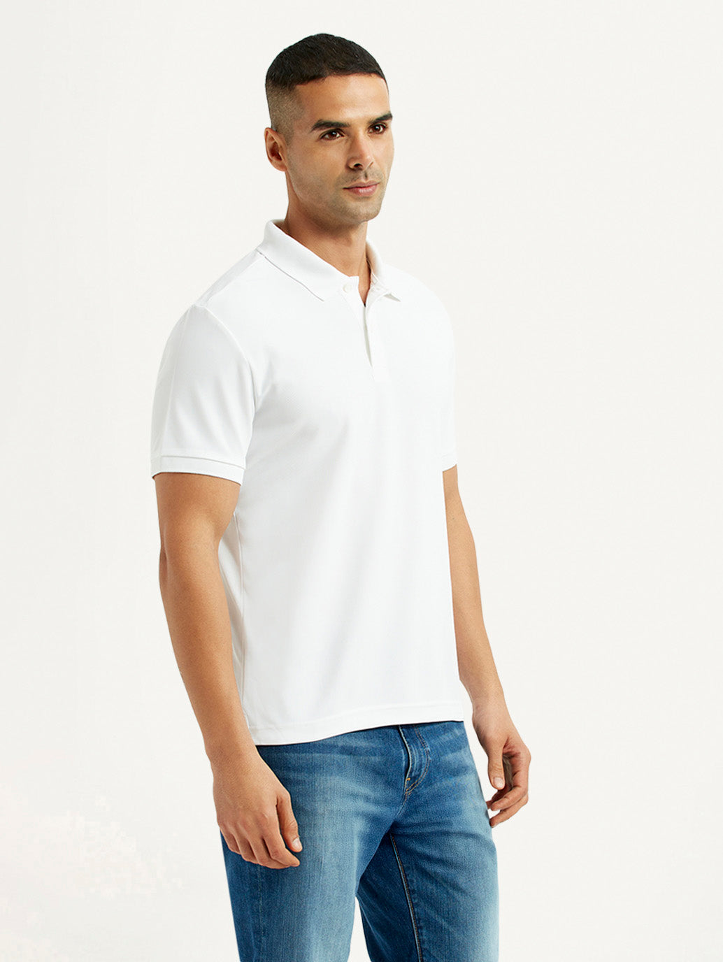 Men's Solid White Polo T-Shirt