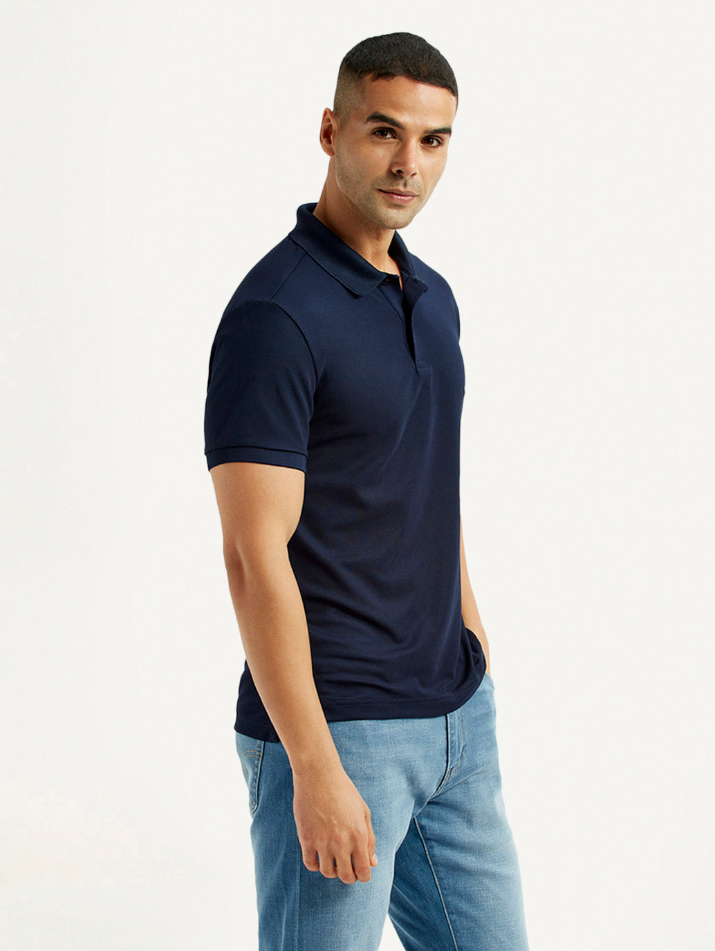 Men's Solid Navy Blue Polo T-Shirt
