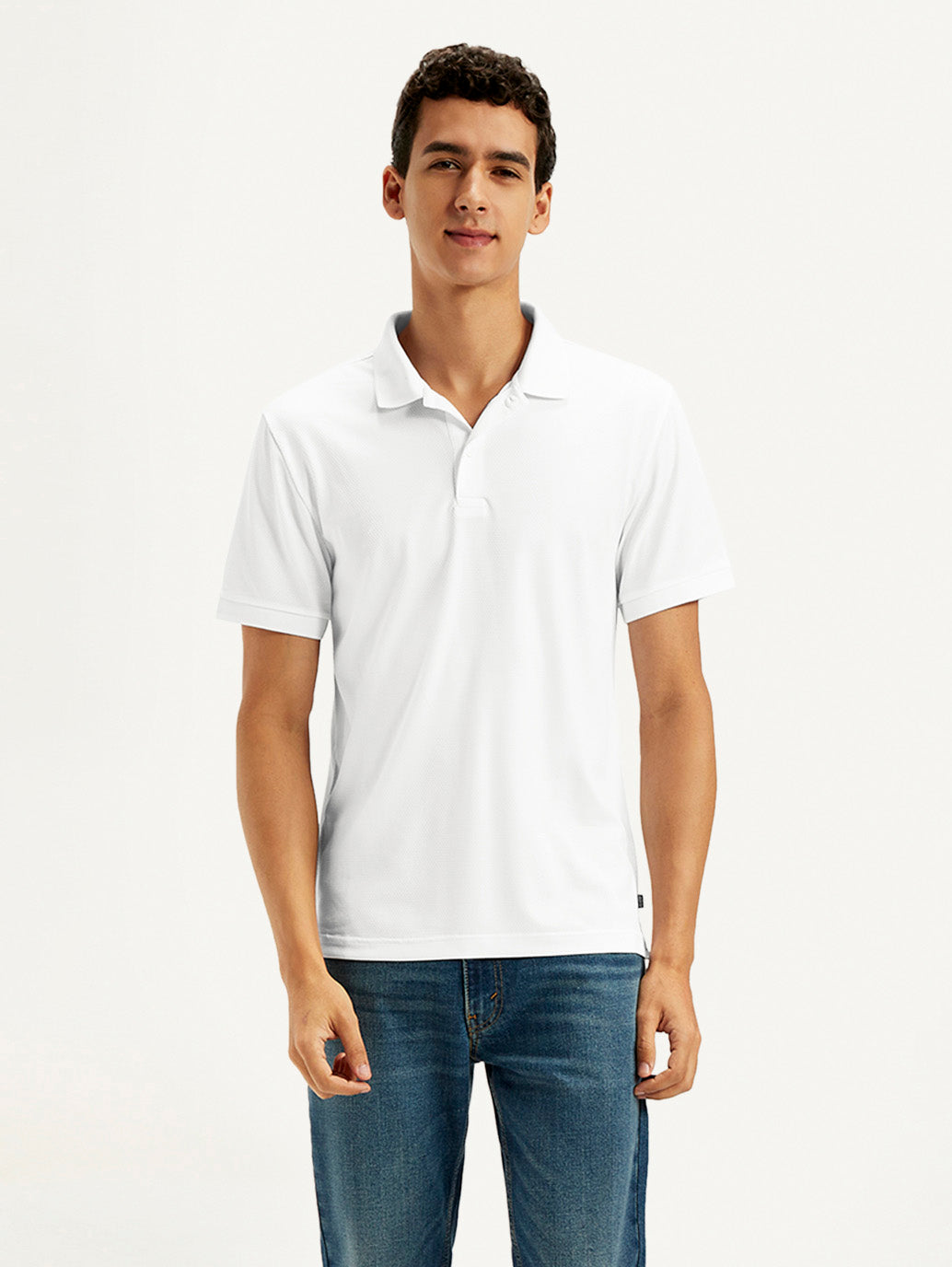 Men's Solid White Polo T-Shirt