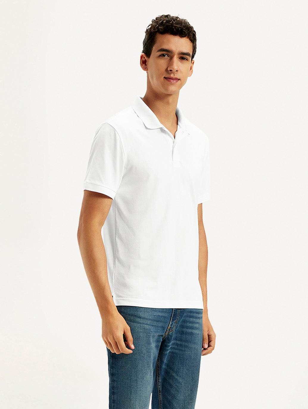 Men's Solid White Polo T-Shirt