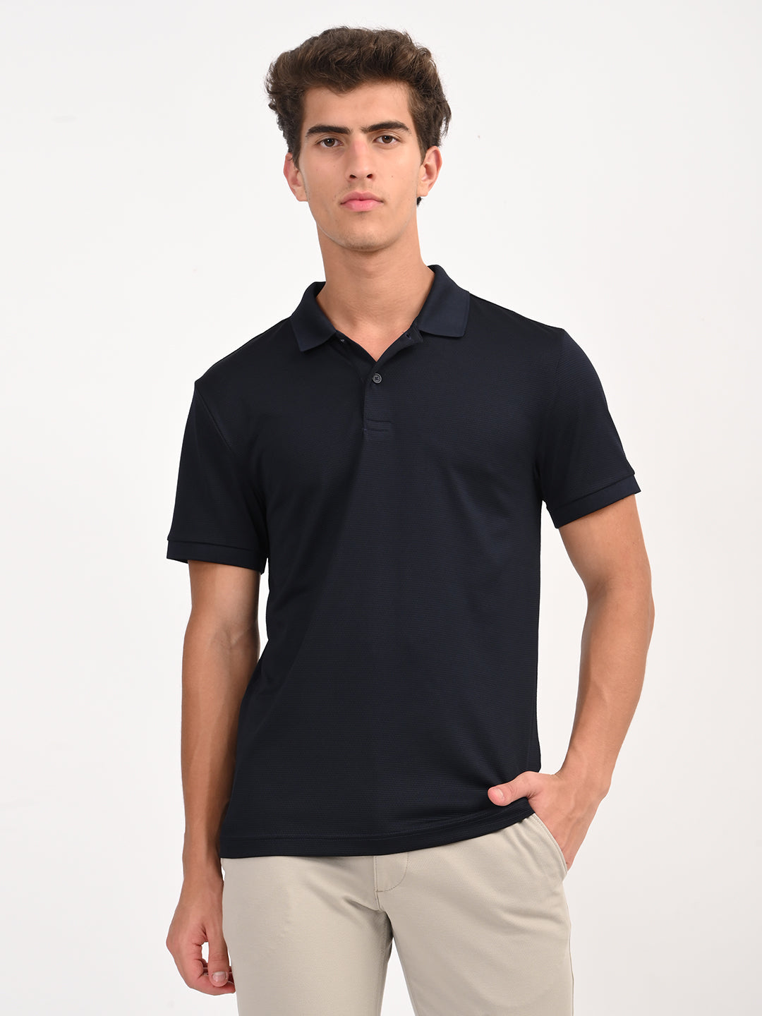 Men's Solid Black Polo T-Shirt