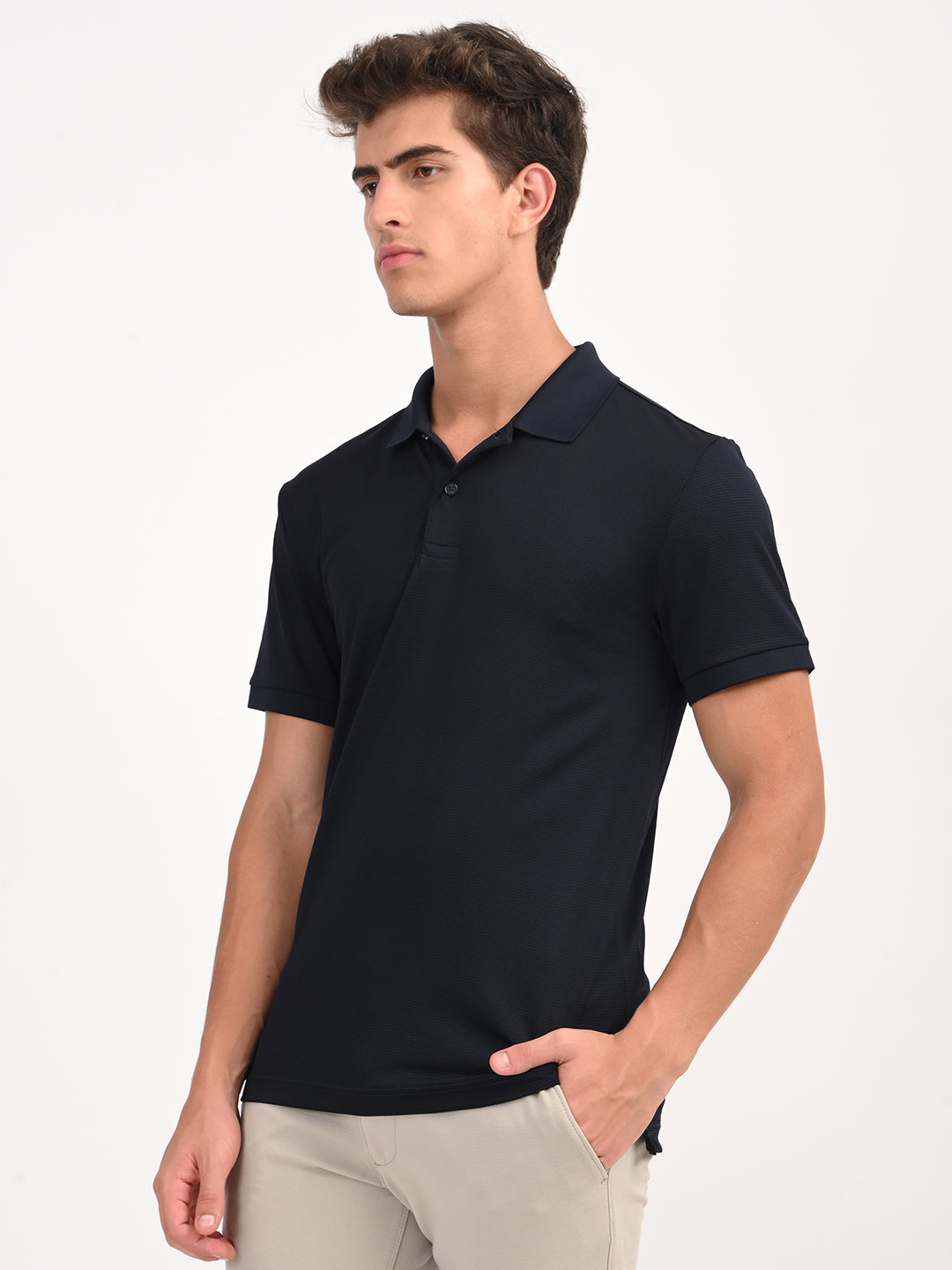 Men's Solid Black Polo T-Shirt
