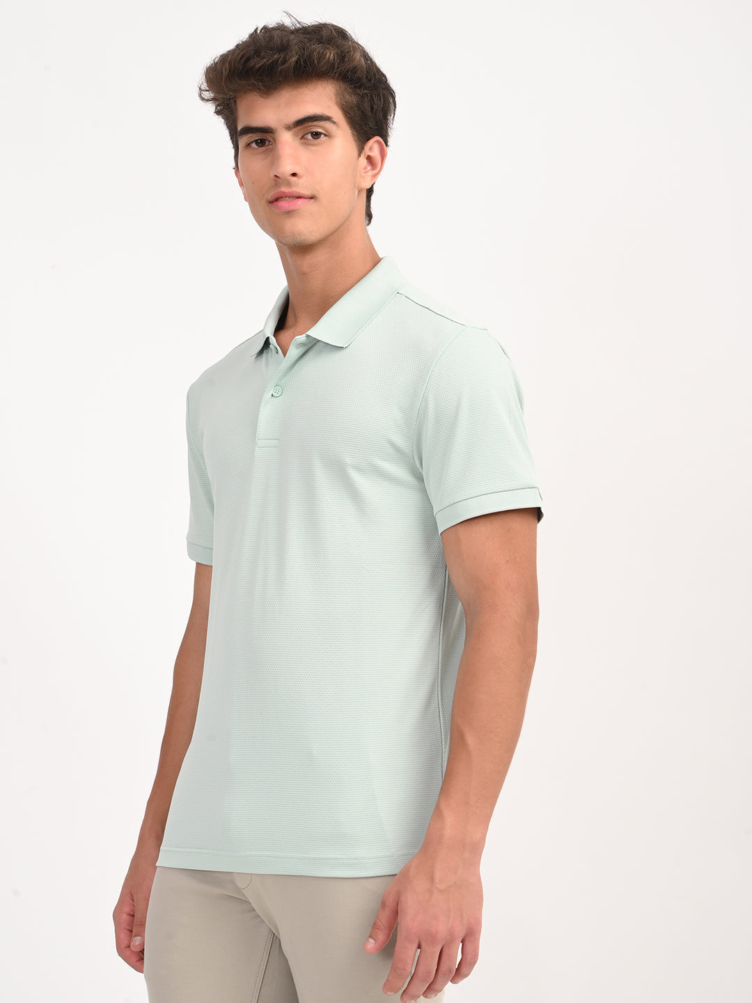 Men's Solid Light Green Polo T-Shirt