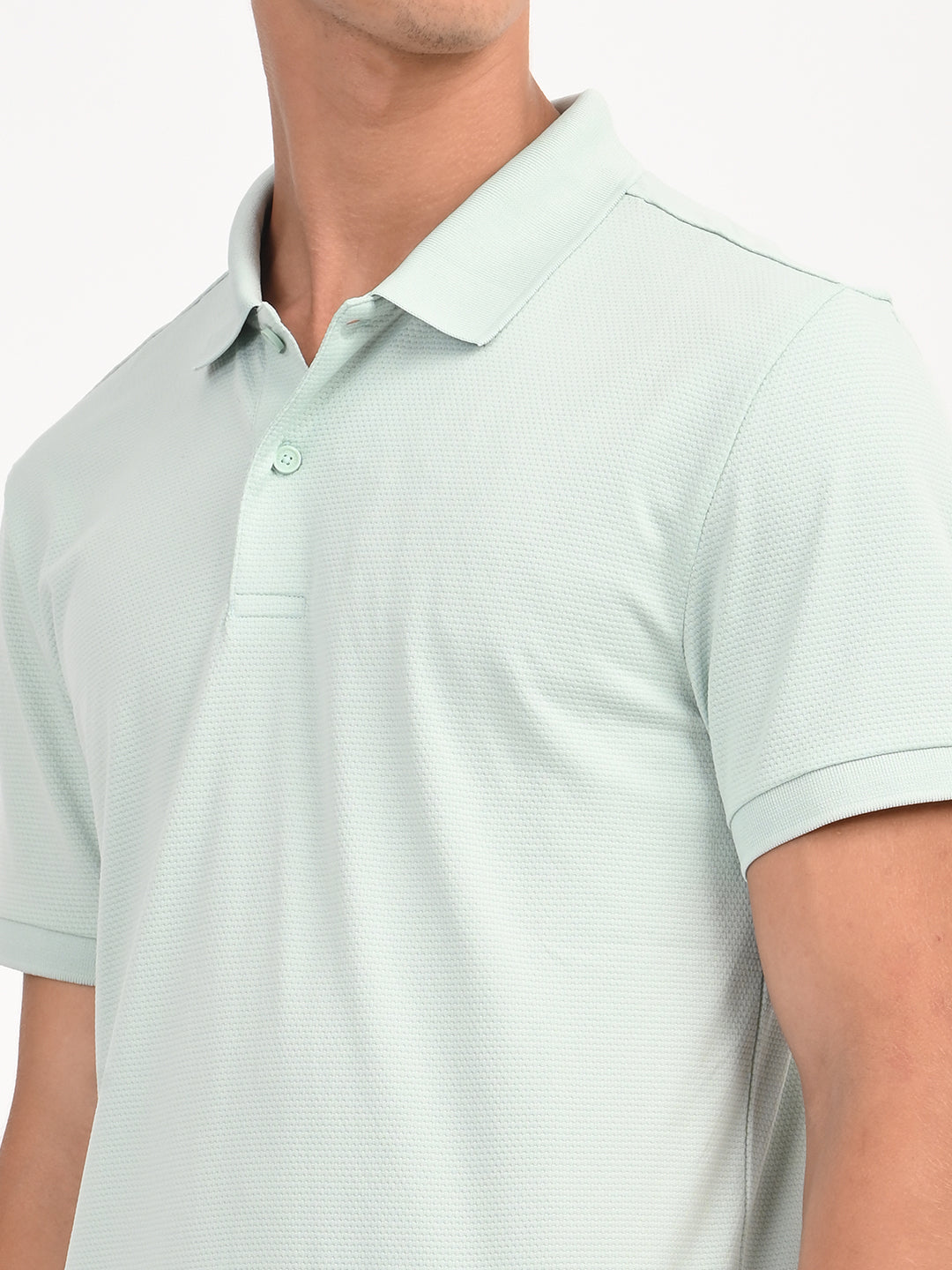 Men's Solid Light Green Polo T-Shirt