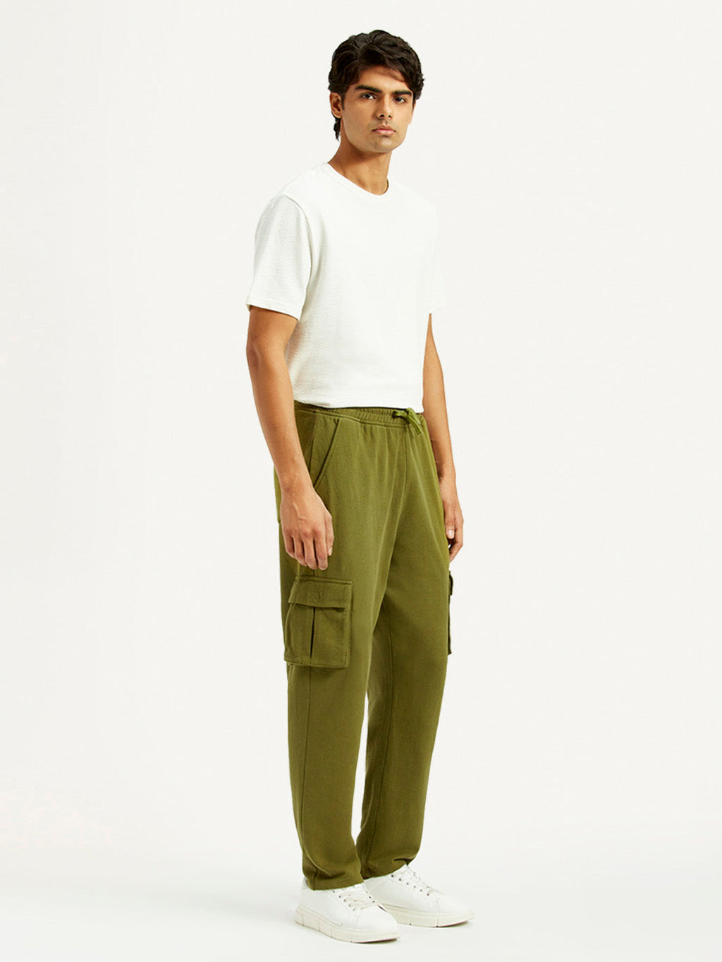 Men's Olive Green Relaxed Fit Cargo Trousers