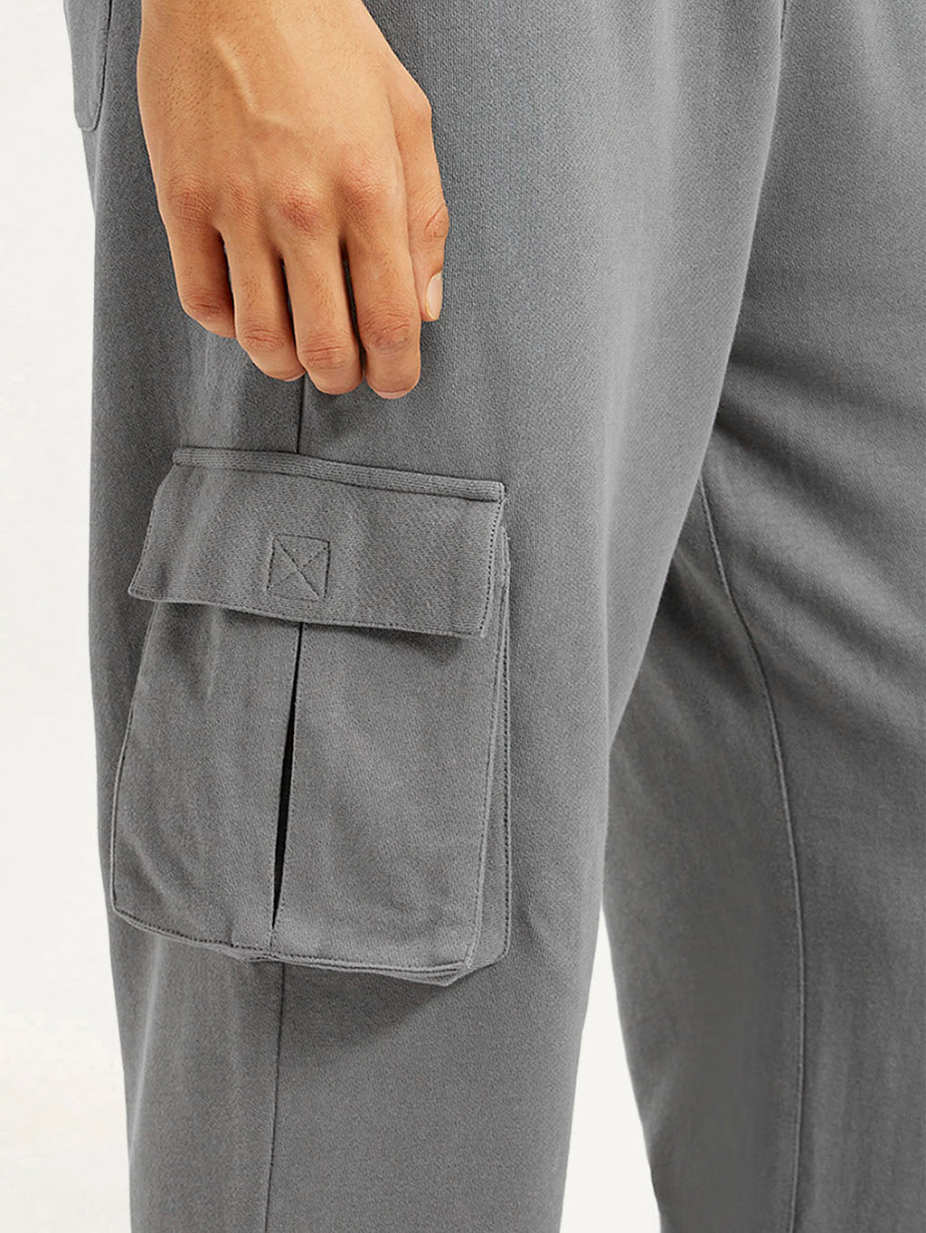 Men's Grey Relaxed Fit Cargo Trousers