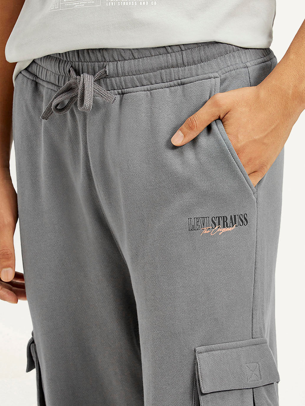 Men's Grey Relaxed Fit Cargo Trousers