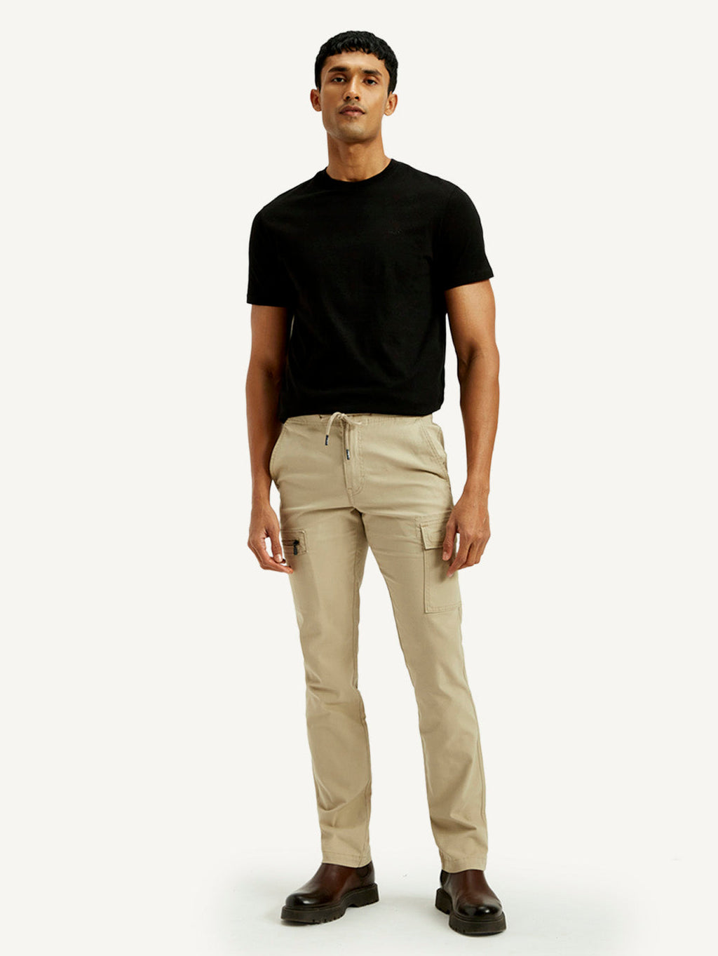 Men's 511 Beige Slim Fit Mid Rise Cargo Trousers