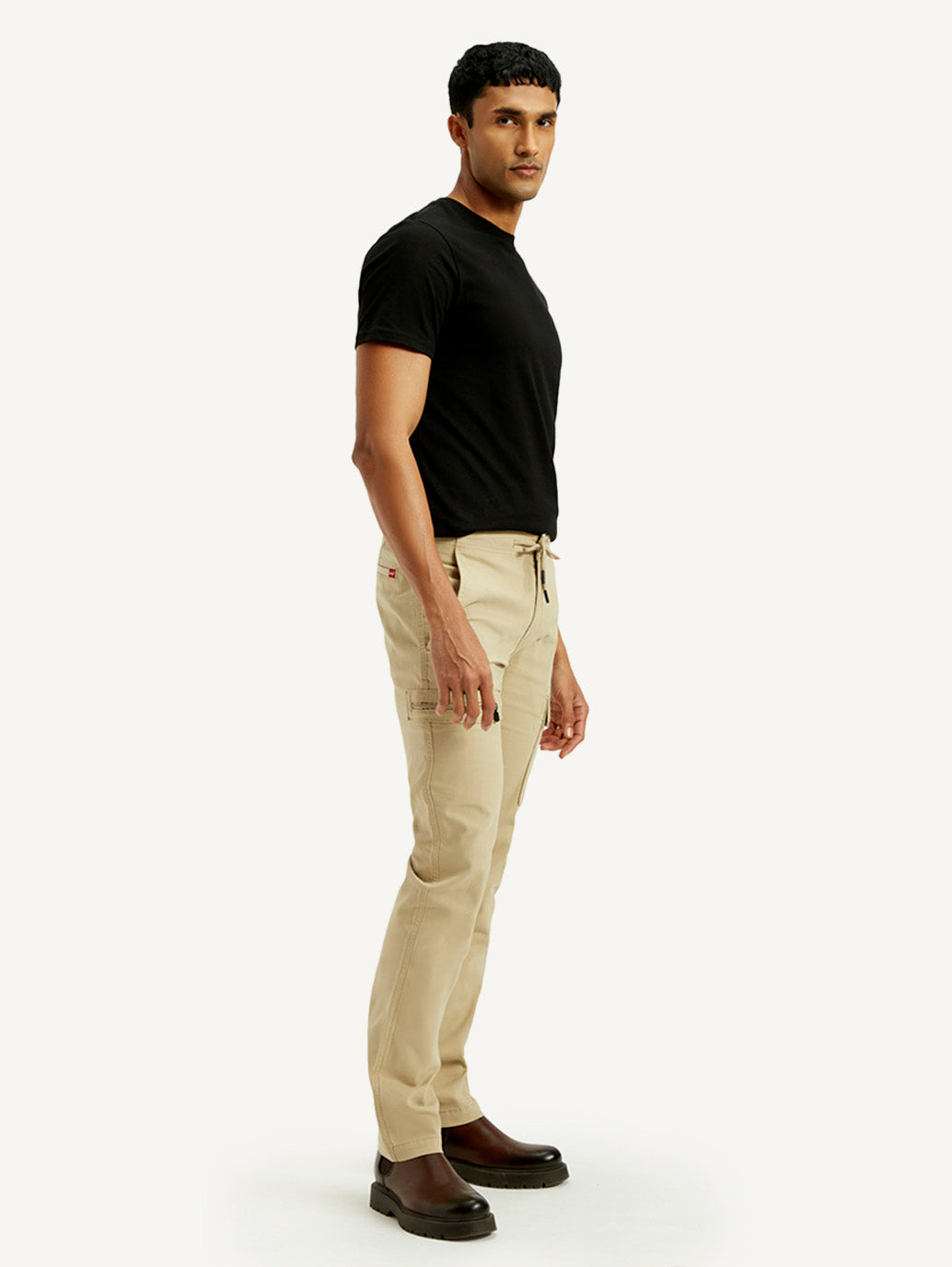 Men's 511 Beige Slim Fit Mid Rise Cargo Trousers