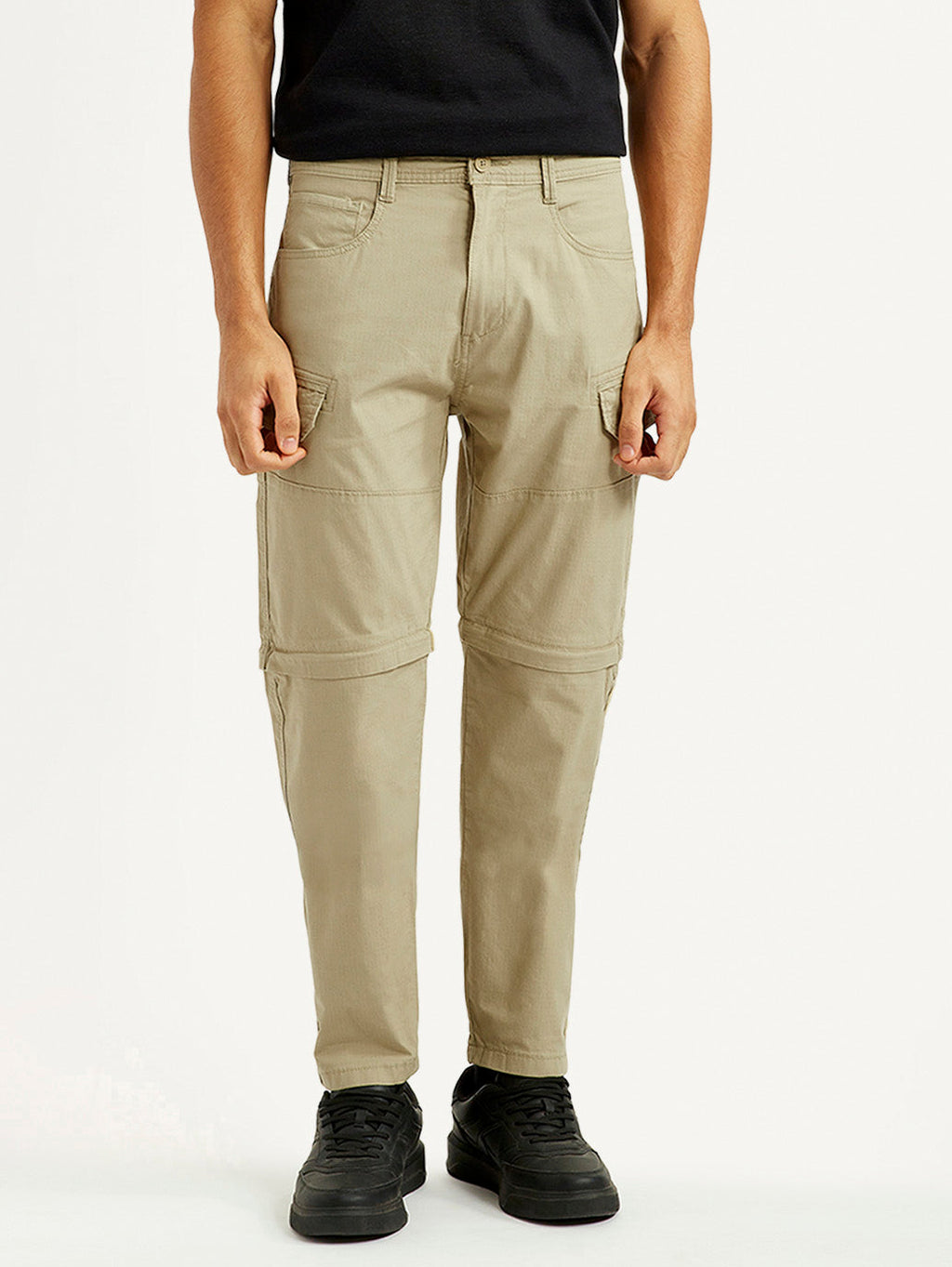 Men's Beige Slim Fit Cargos
