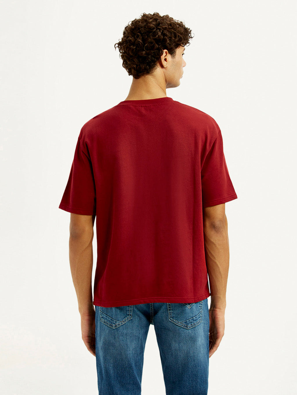 Men's Graphic Print Red Loose Fit T-shirt
