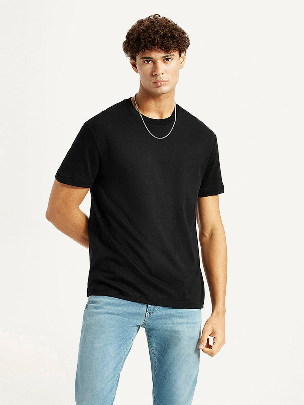 Men's Redloop Solid Black Relaxed Fit T-shirt