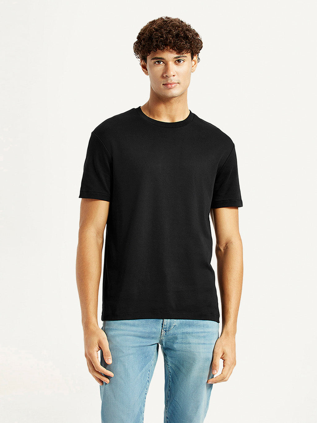 Men's Redloop Solid Black Relaxed Fit T-shirt