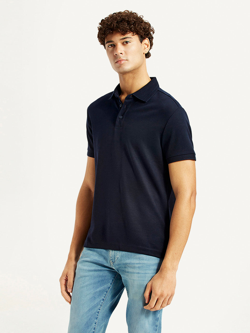 Men's Redloop Solid Navy Slim Fit Polo T-shirt