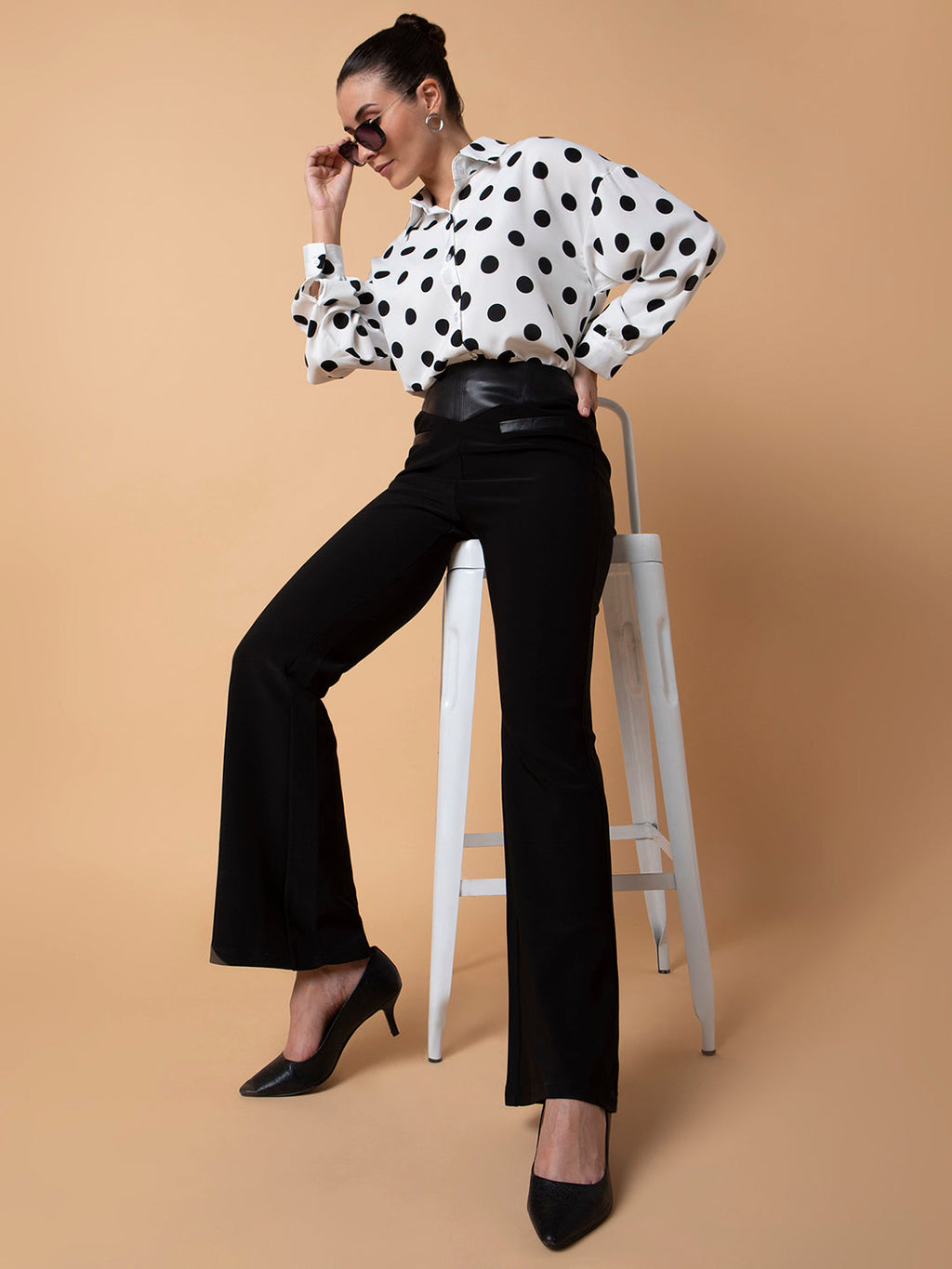 Women's Black Comfort Flared Bootcut Trousers