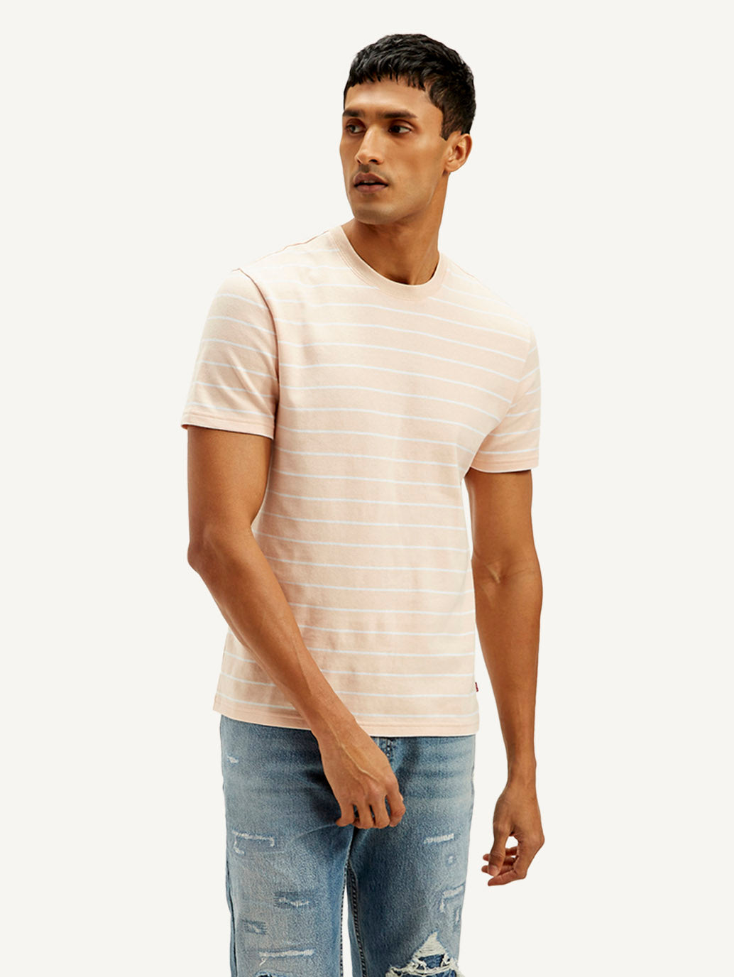 Men's Striped Slim Fit Linen T-shirt