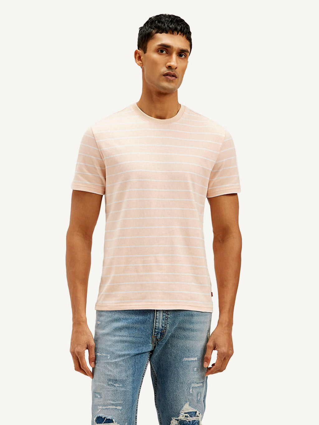 Men's Striped Slim Fit Linen T-shirt