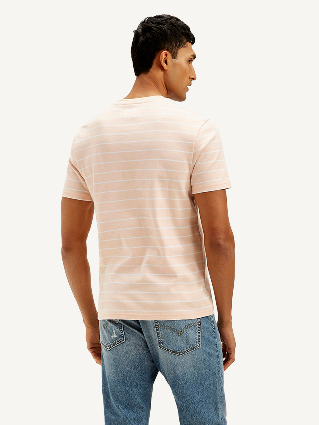 Men's Striped Slim Fit Linen T-shirt