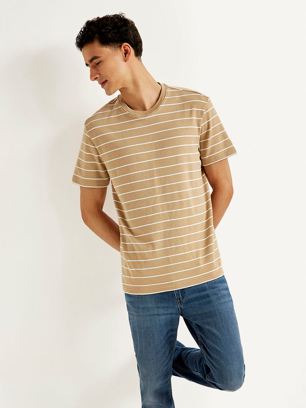 Men's Striped Slim Fit Linen T-shirt