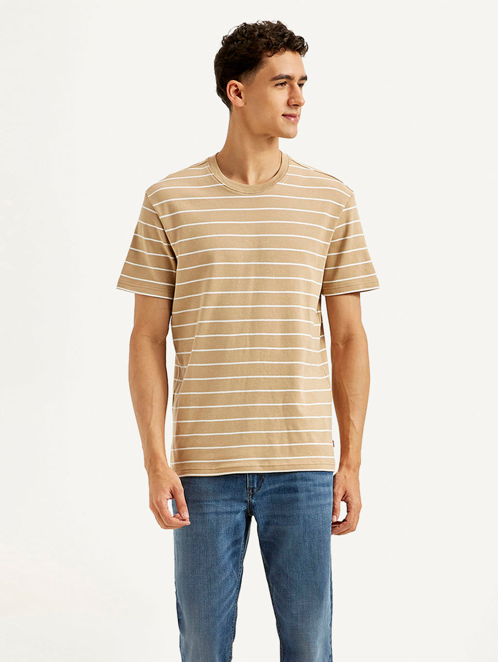Men's Striped Slim Fit Linen T-shirt
