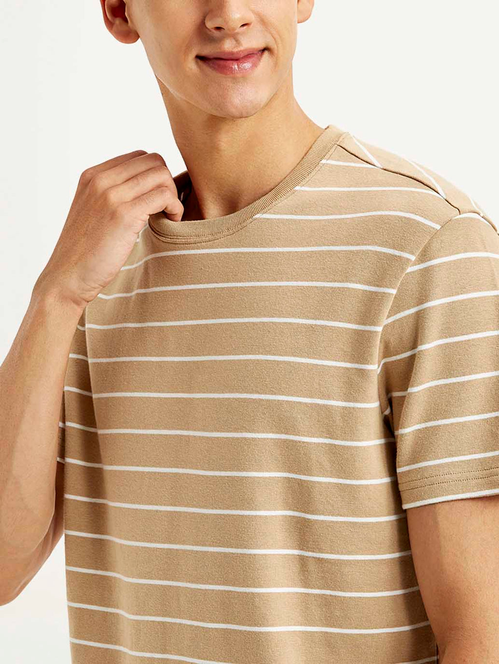 Men's Striped Slim Fit Linen T-shirt