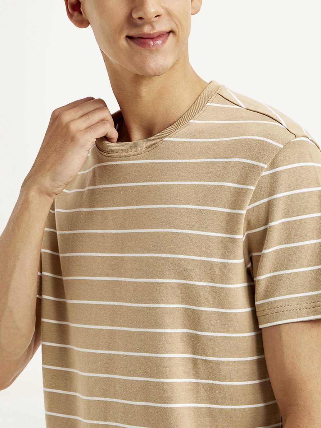 Men's Striped Slim Fit Linen T-shirt