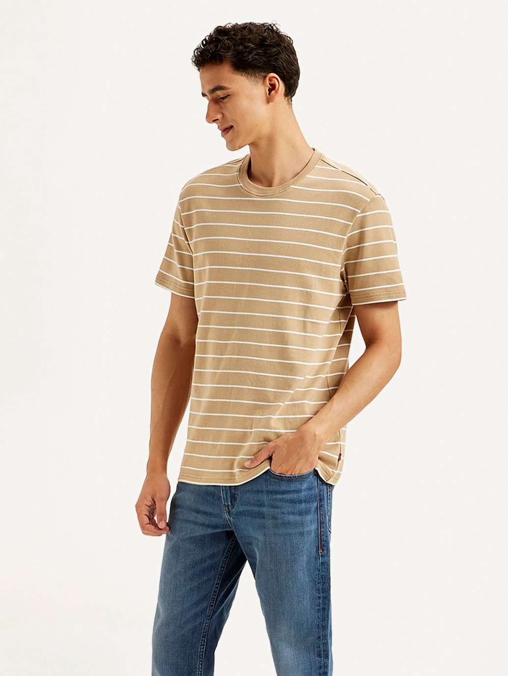 Men's Striped Slim Fit Linen T-shirt