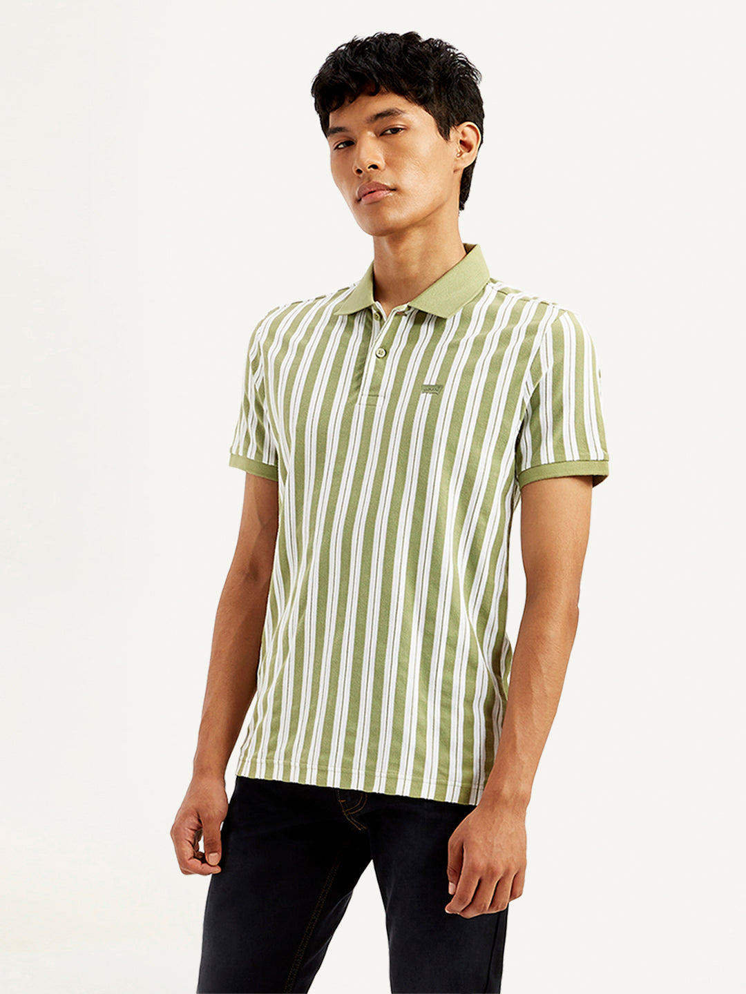 Men's Striped Slim Fit Polo T-Shirt
