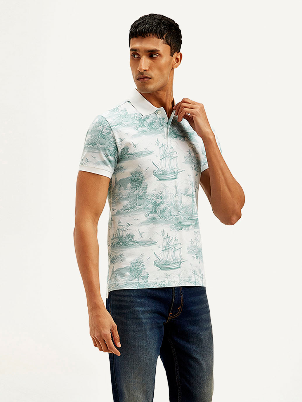 Men's Conversational Slim Fit Polo T-shirt