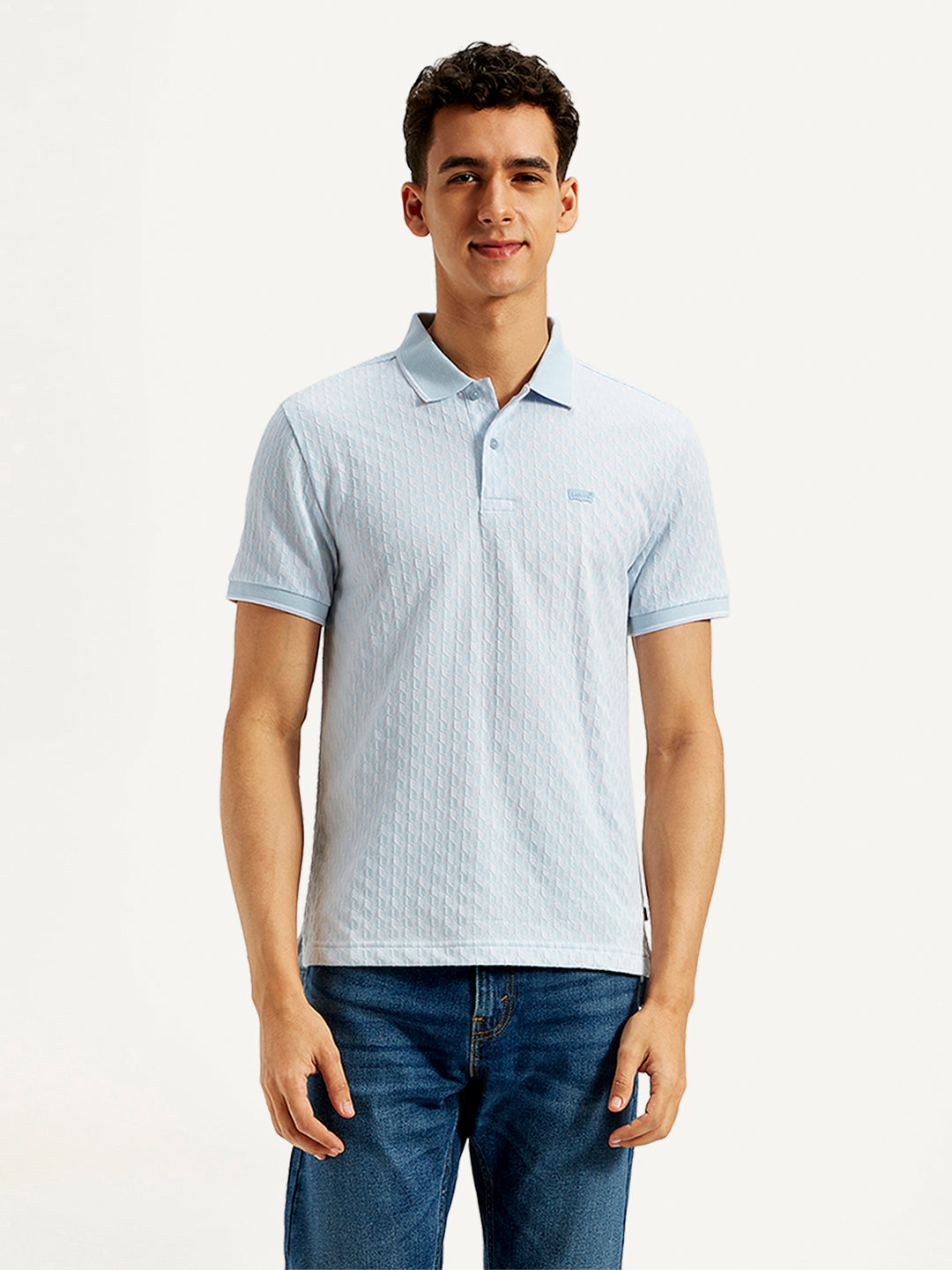 Men's Textured Slim Fit Polo T-Shirt