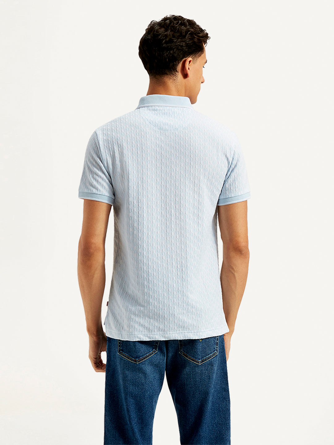 Men's Textured Slim Fit Polo T-Shirt