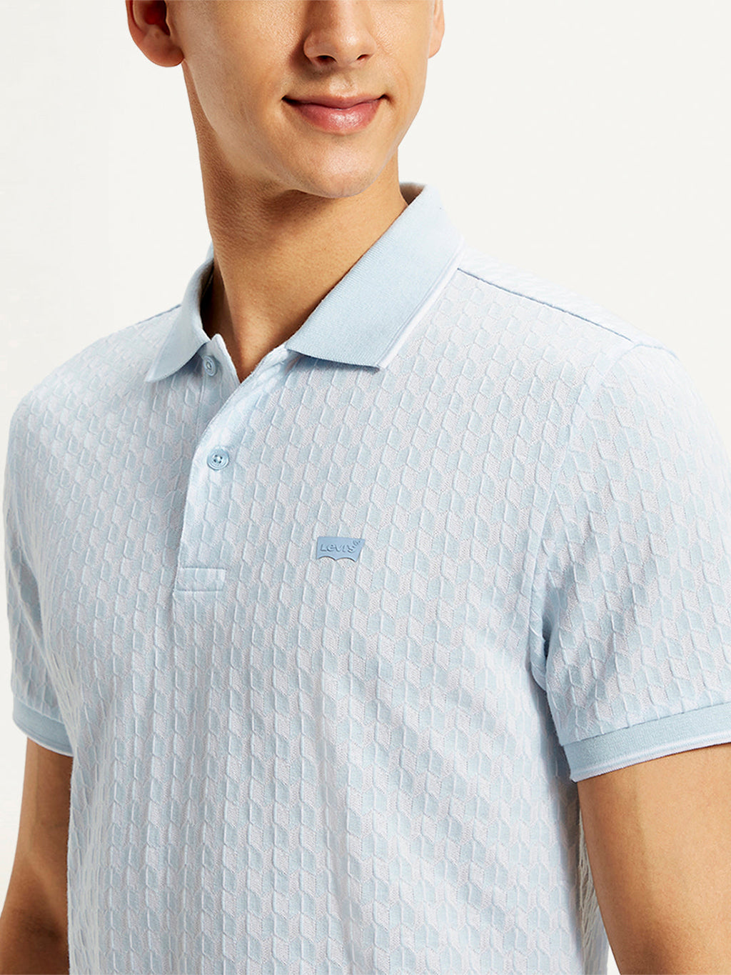 Men's Textured Slim Fit Polo T-Shirt