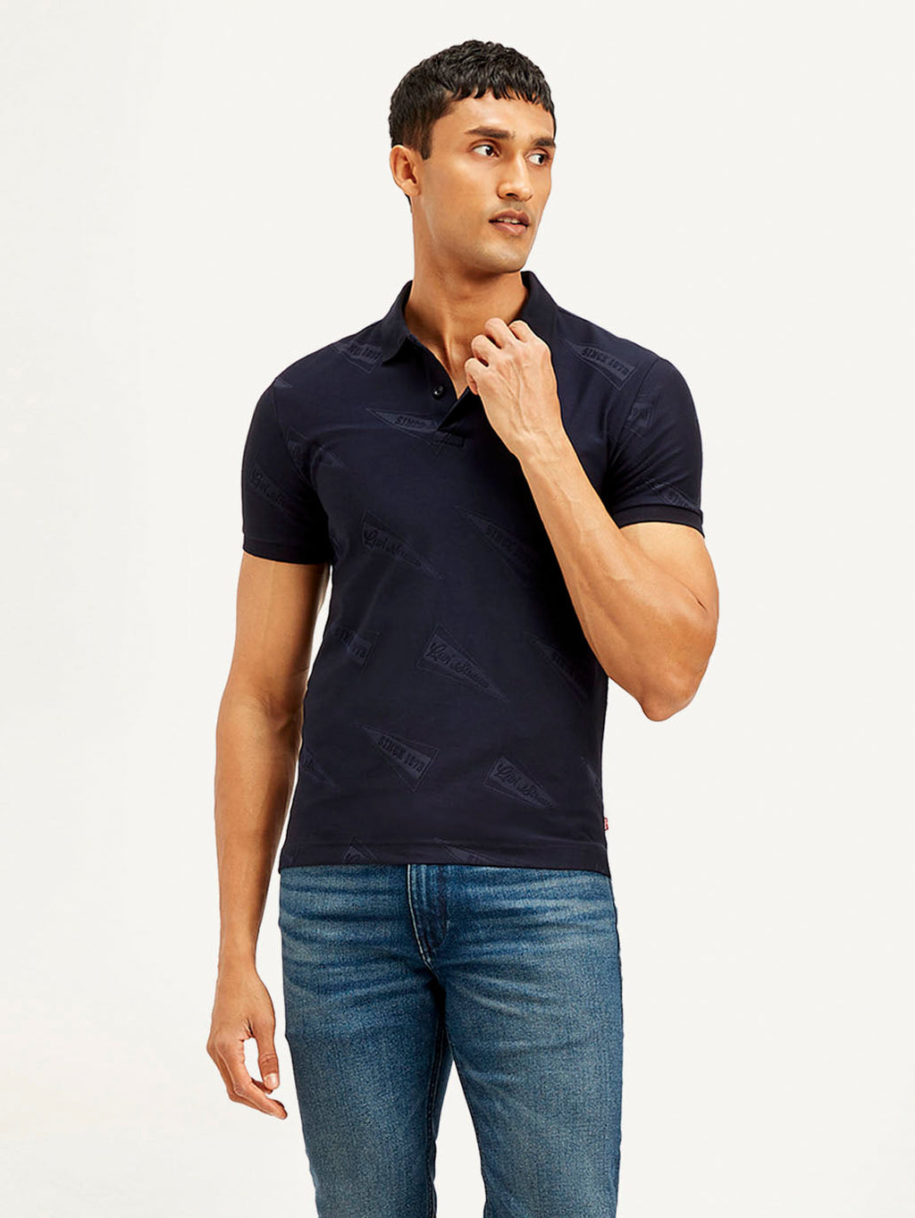 Men's Brand Logo Slim Fit Polo T-shirt