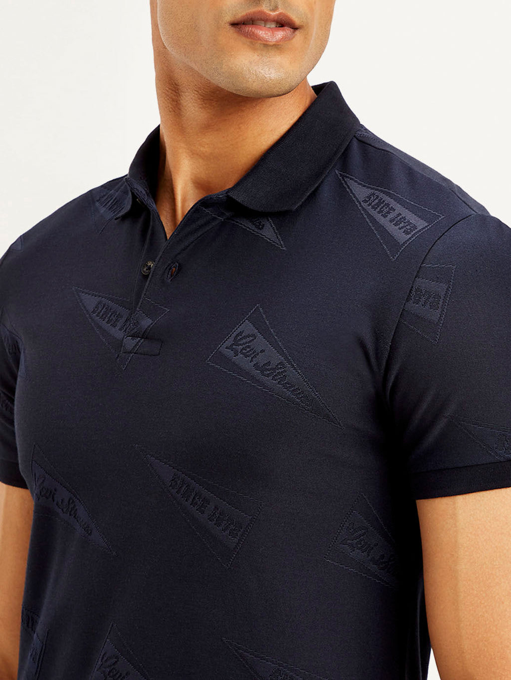 Men's Brand Logo Slim Fit Polo T-shirt