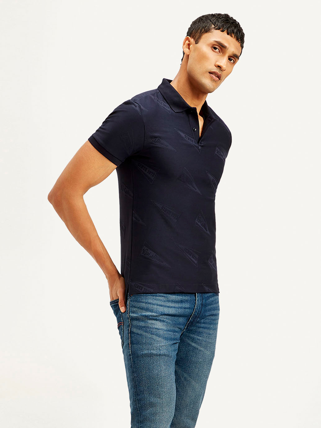 Men's Brand Logo Slim Fit Polo T-shirt