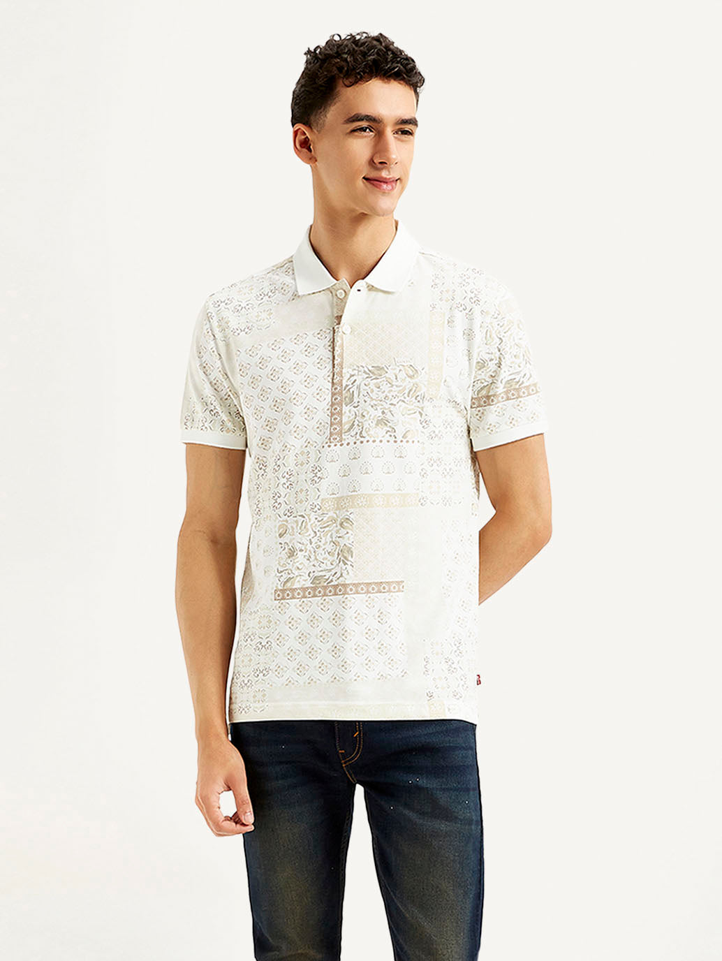 Men's Ethnic Motifs Slim Fit Polo T-shirt