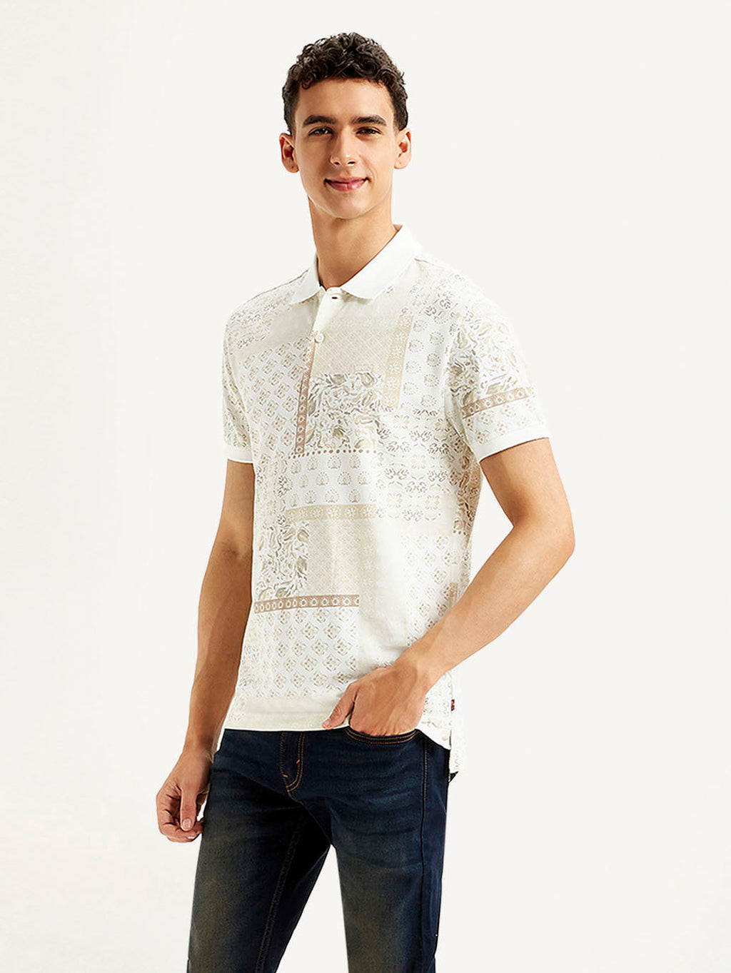 Men's Ethnic Motifs Slim Fit Polo T-shirt