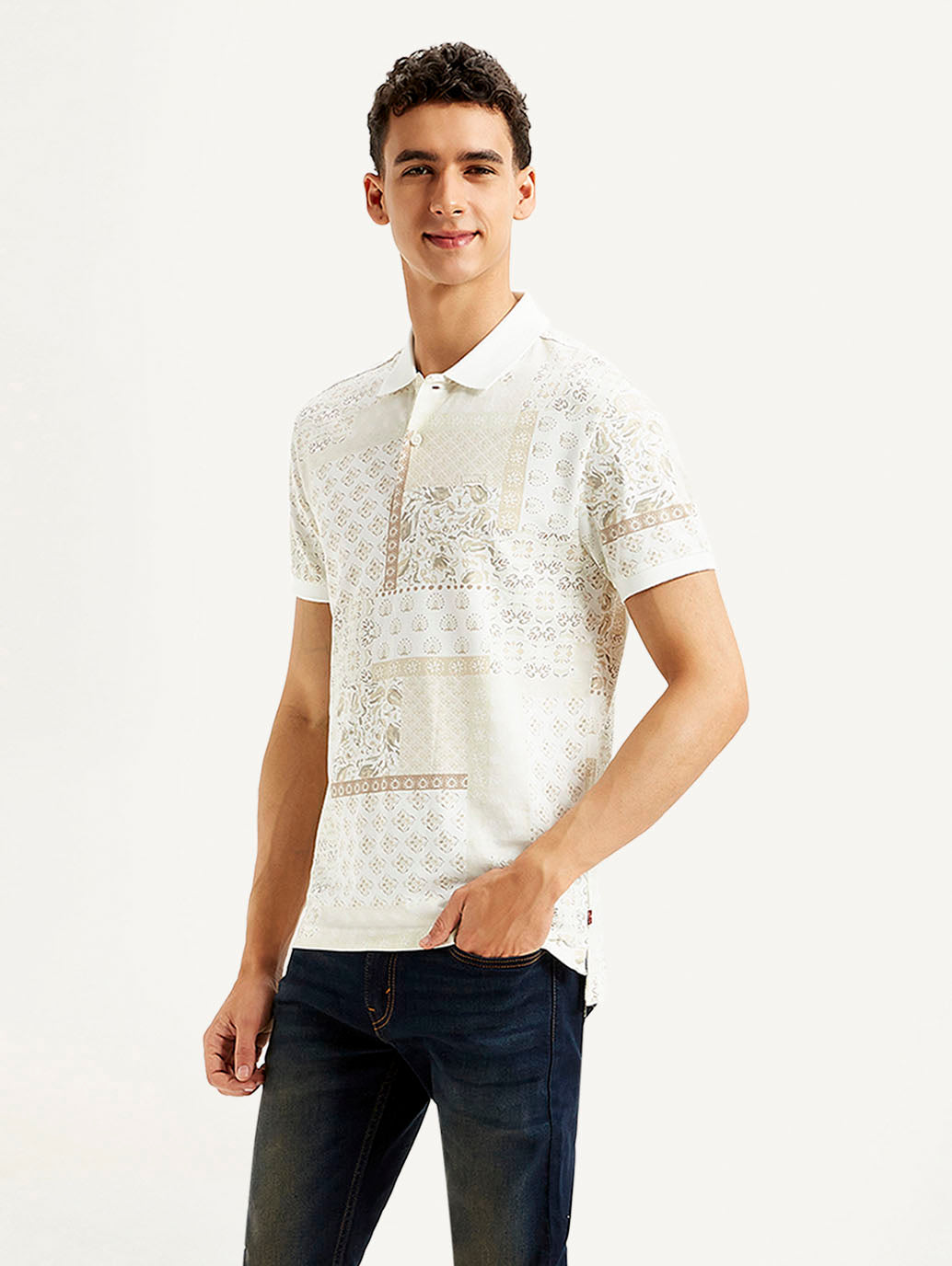 Men's Ethnic Motifs Slim Fit Polo T-shirt