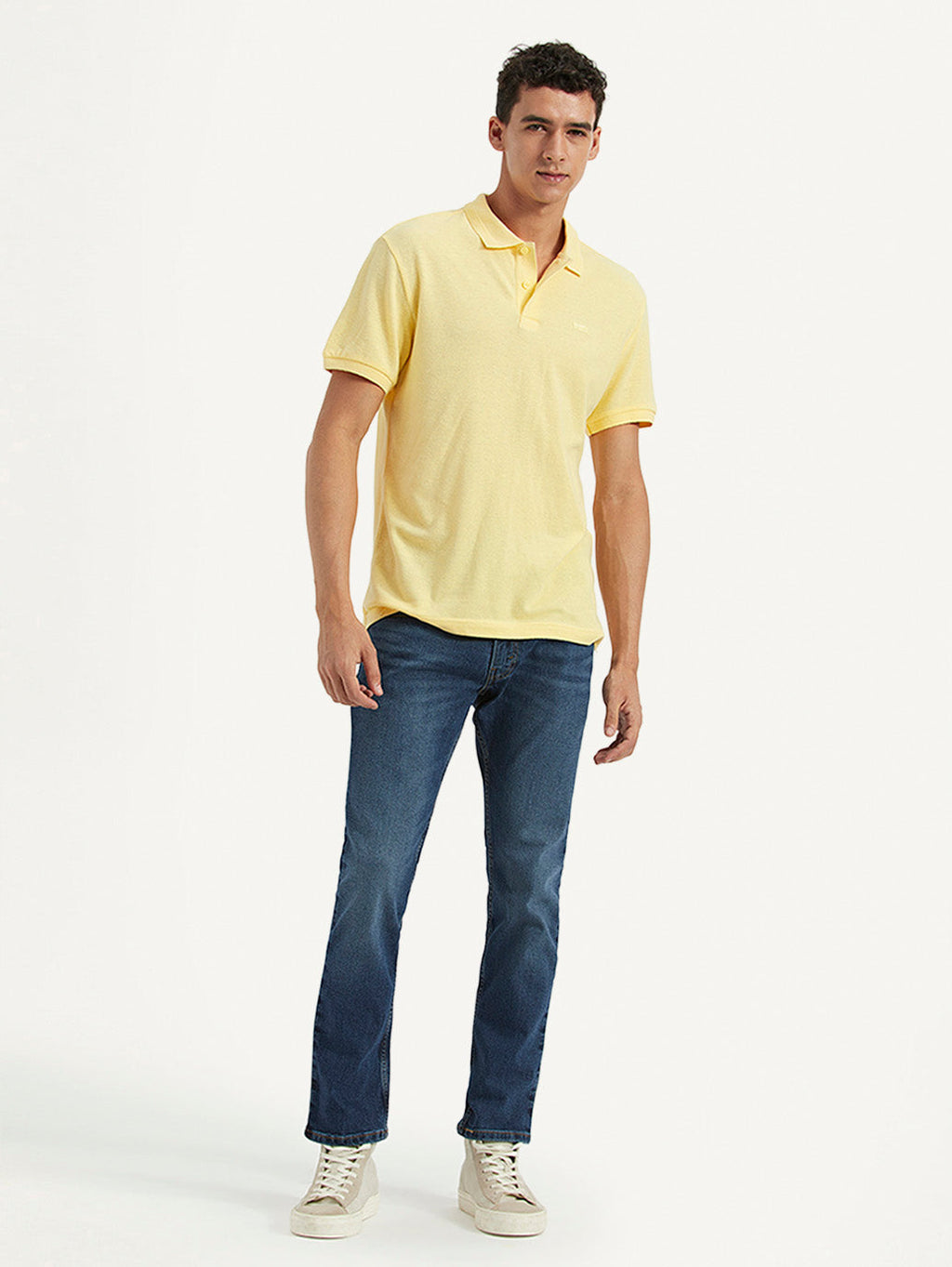 Men's Solid Slim Fit Polo Linen T-shirt