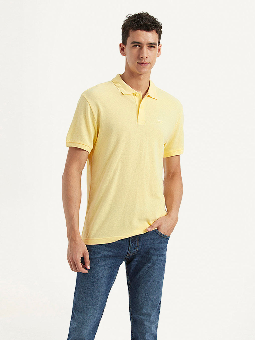 Men's Solid Slim Fit Polo Linen T-shirt