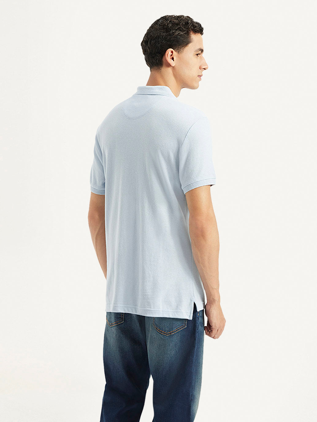 Men's Solid Slim Fit Polo Linen T-shirt