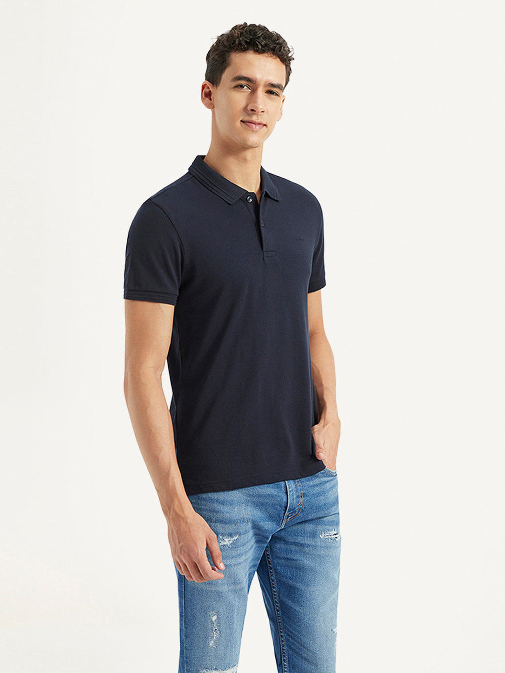Men's Solid Slim Fit Polo T-shirt