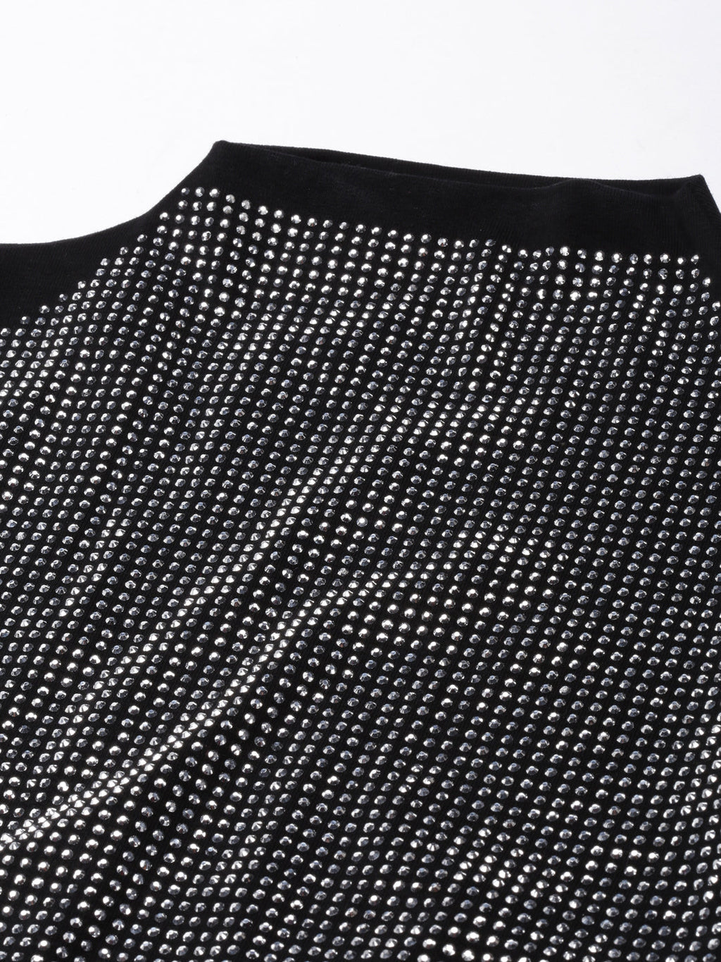 Women's Black High Neck Embellished Top